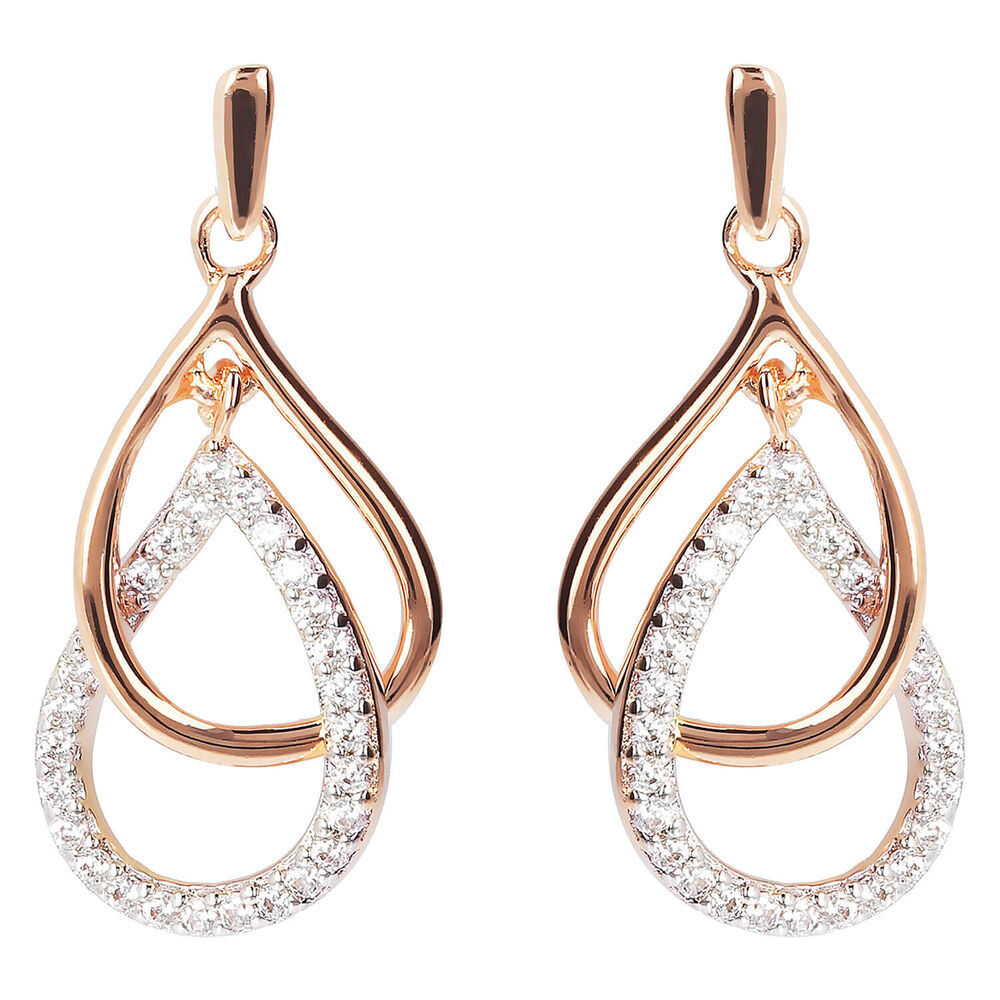 Bronzallure Preziosa Collection Cubic Zirconia Plain Double Pear Drop Ladies Earrings