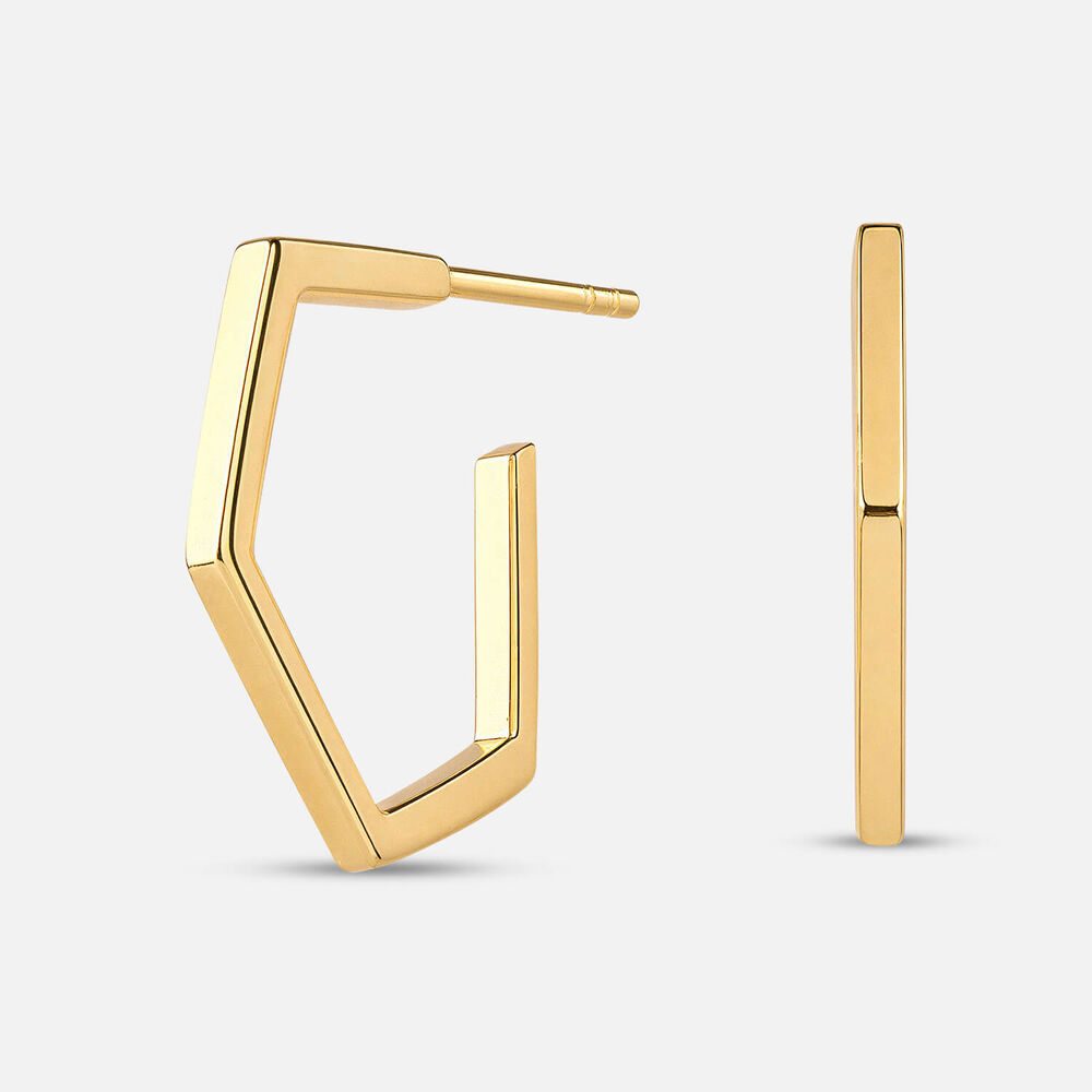 Yellow Gold Plated Sterling Silver 4 Corner Hoop Earrings
