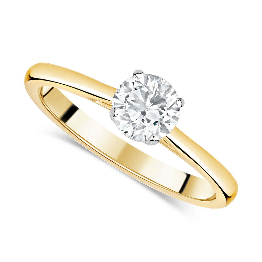 18ct Yellow Gold 0.75ct Round Diamond Tulip Setting Ring image number 0