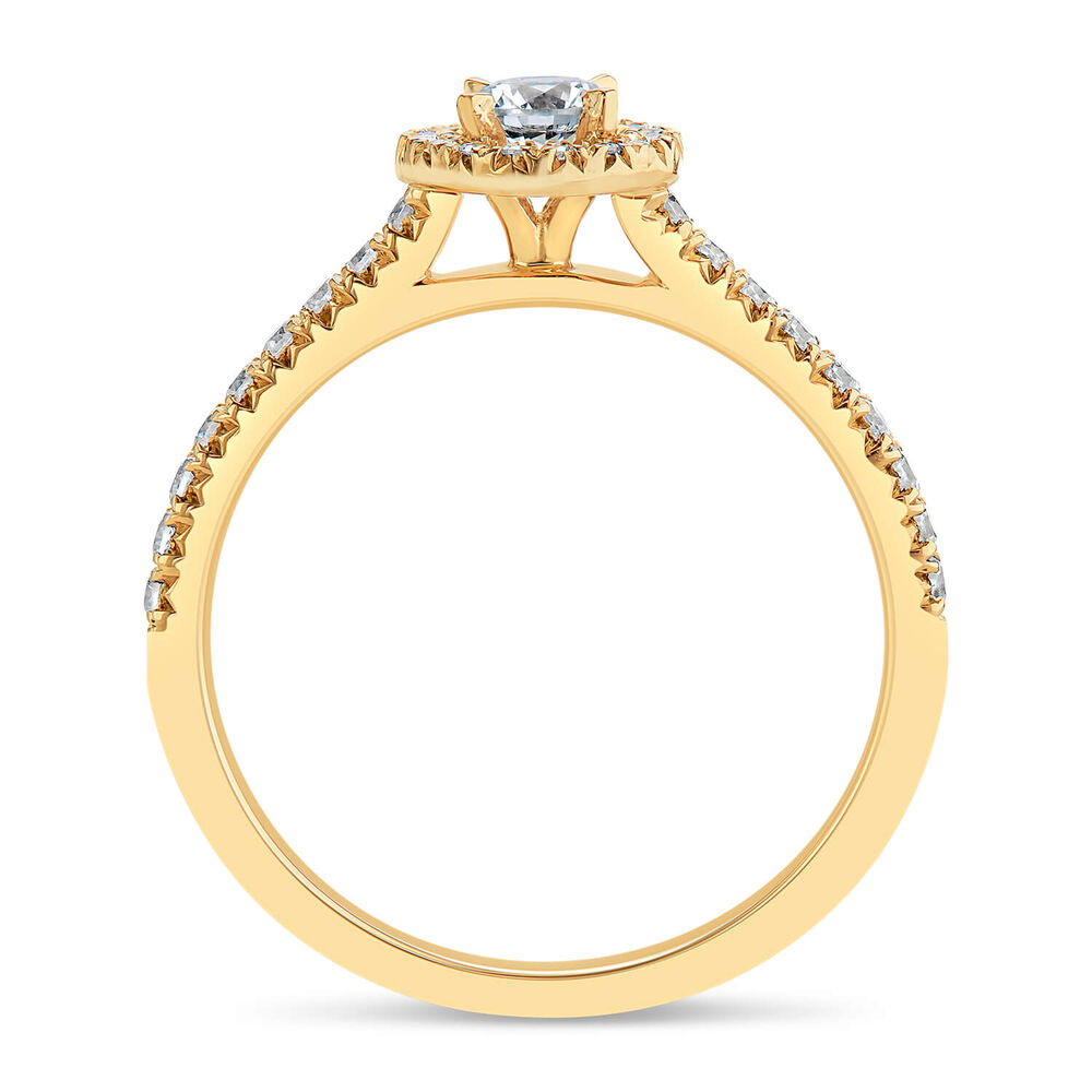 Northern Star 0.45ct Round Solitaire Diamond Halo Diamond Shoulders 18ct Yellow Gold image number 2