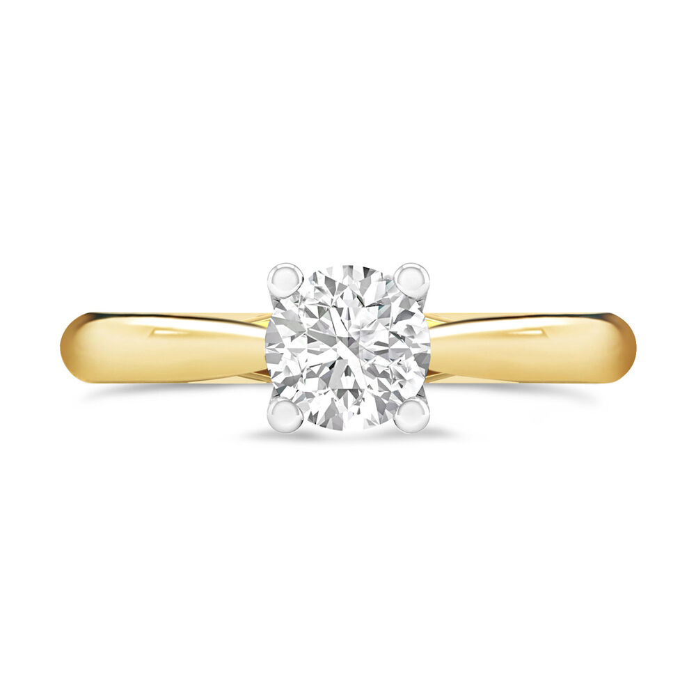 18ct Yellow Gold 1.00ct Round Diamond Orchid Setting Ring image number 1