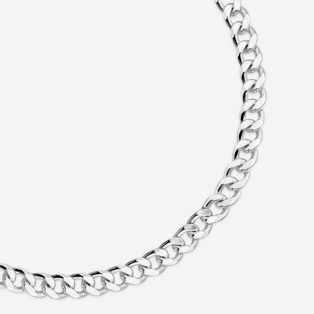 Sterling Silver Diamond Cut Curb Mens Bracelet