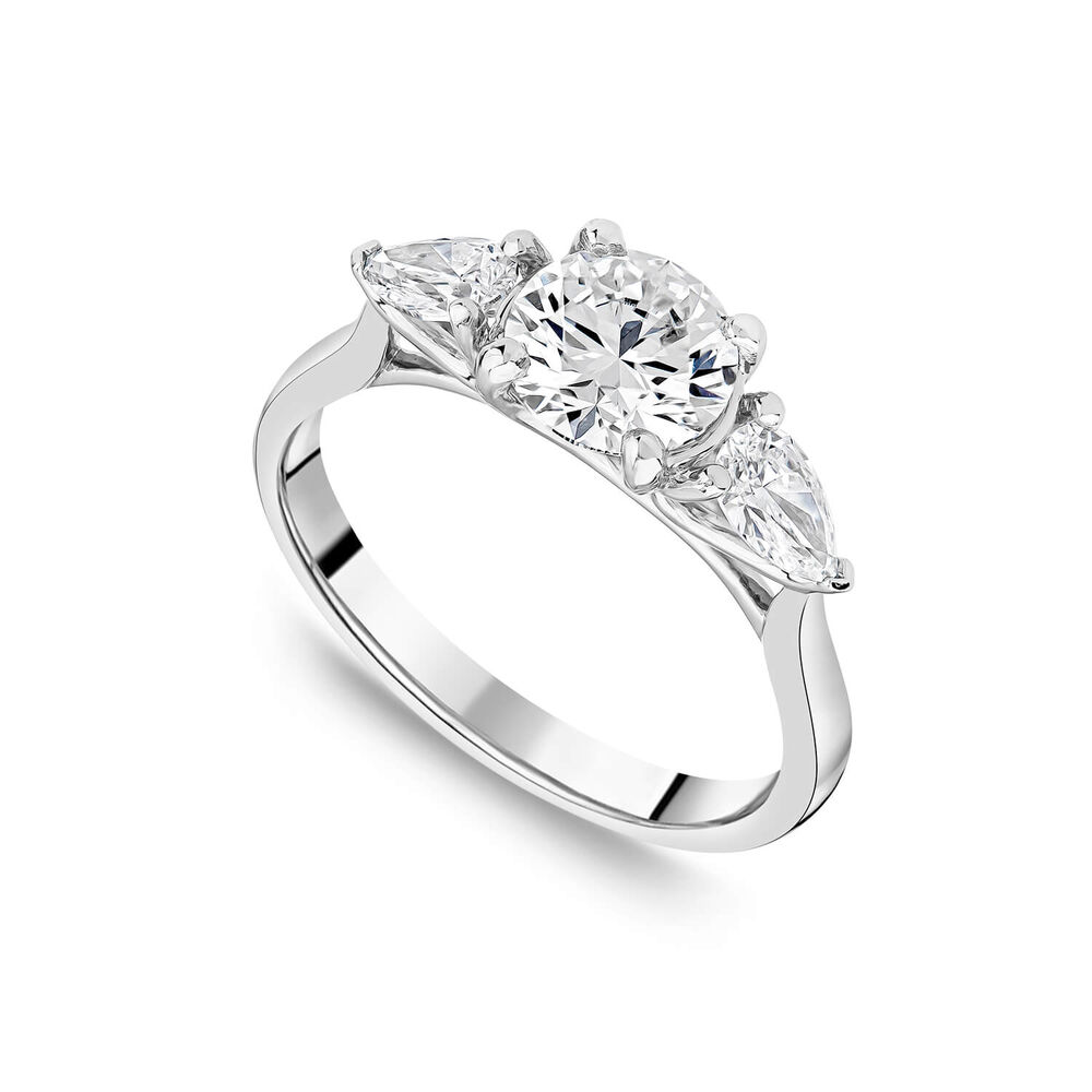 Born Platinum 1.40ct Round Brilliant & Pear Sides Ring image number 0