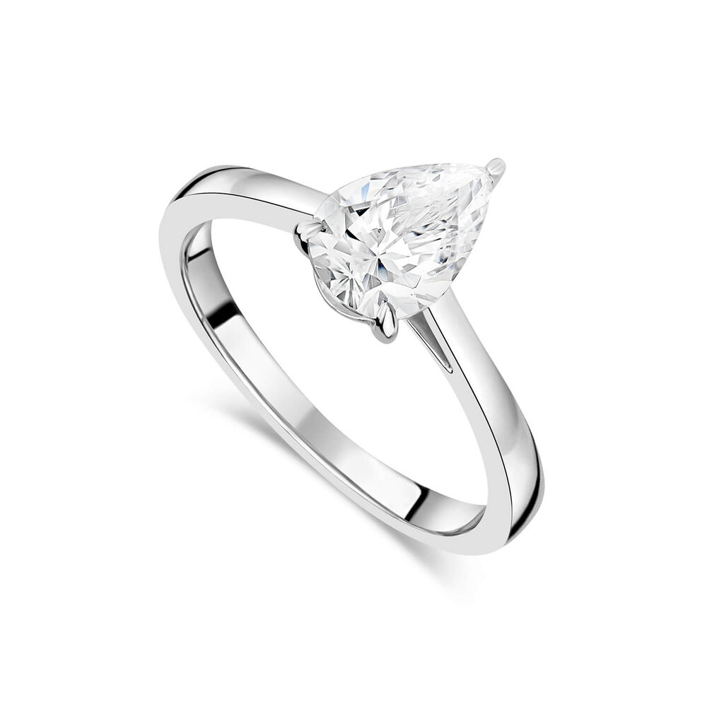 18ct White Gold Lab Grown 1ct Pear Shaped Diamond Engagement Ring