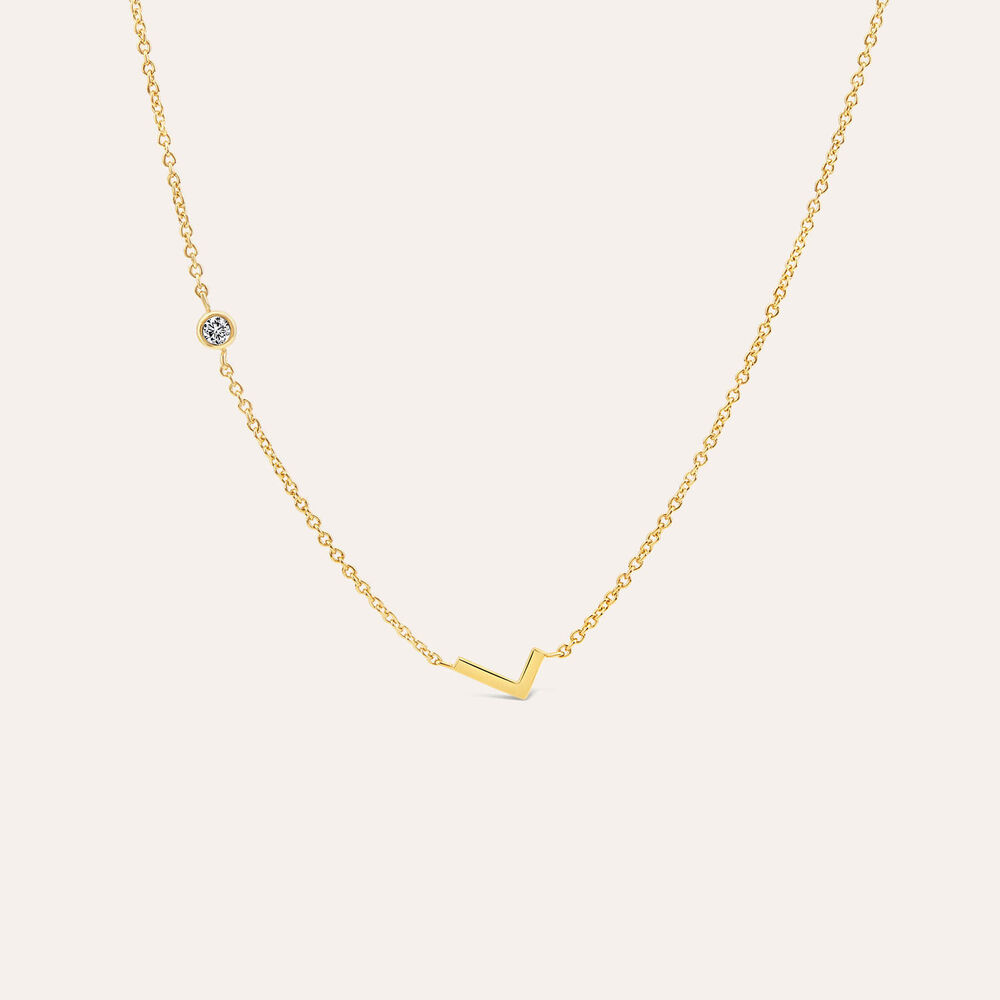 Sterling Silver Yellow Gold Plated 0.06ct Lab Grown Diamond Initial L Necklet