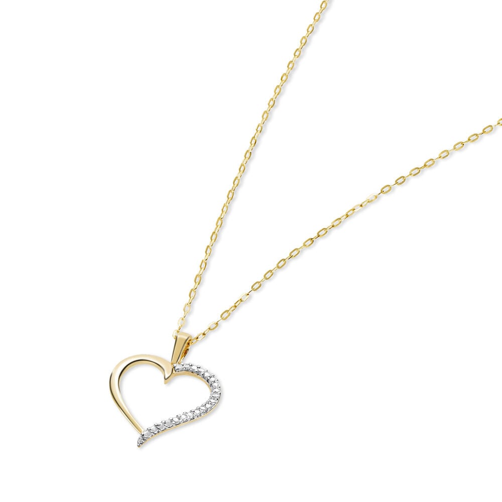 9ct Yellow Gold Cubic Zirconia Open Heart Pendant (Chain Included) image number 2
