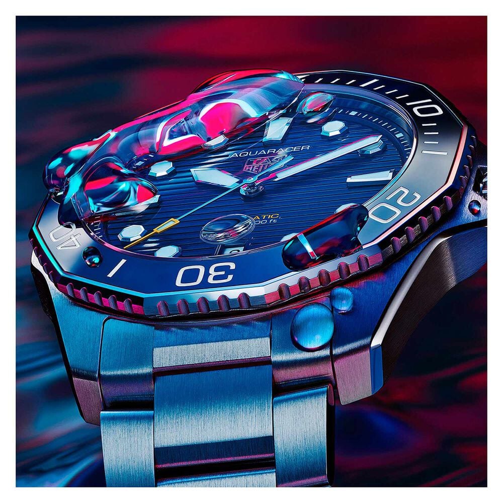 TAG Heuer Aquaracer Diver 43mm Blue Dial Black Bezel Steel Case Bracelet Watch image number 8