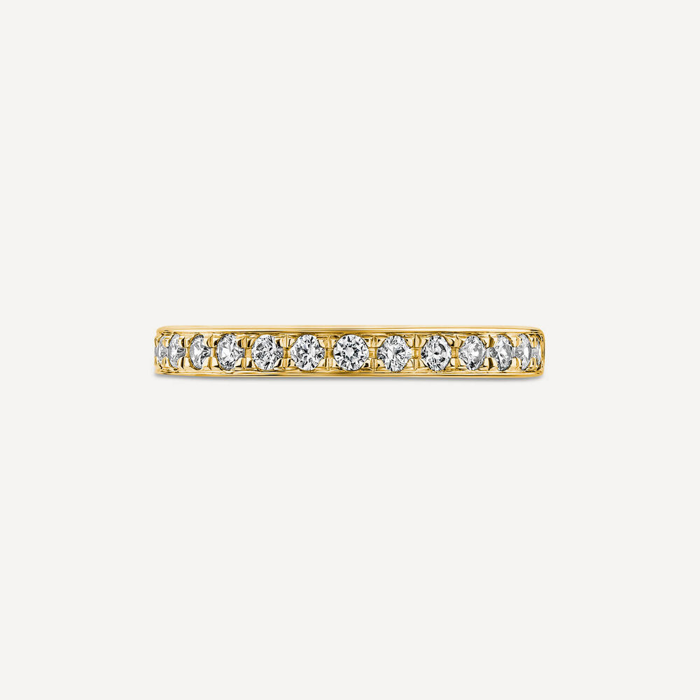 9ct Yellow Gold 2.5mm 0.30ct Diamond Pave Set Wedding Ring