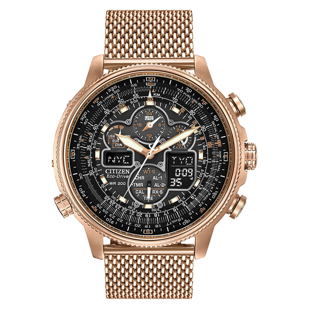 Citizen EcoDrive Navihawk Atomic Alarm Chronograph Mens Watch JY8035