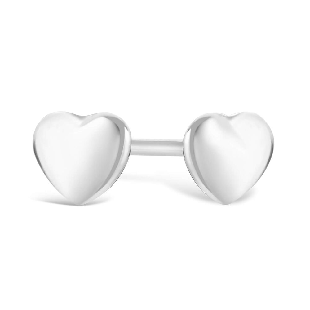 Streling Silver Polished Small Heart Stud Earrings image number 2