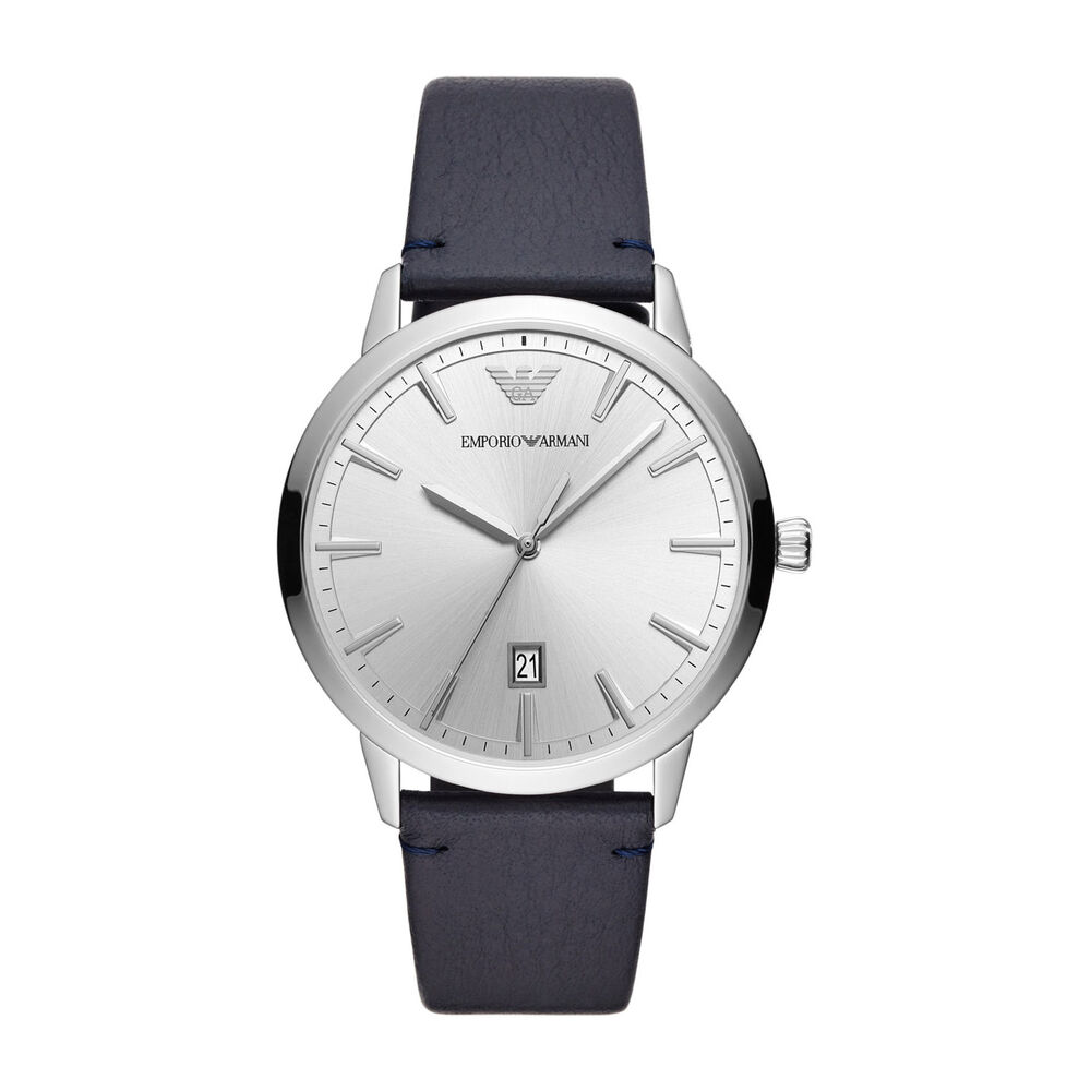 Emporio Armani Blue Leather & Steel Men's Watch