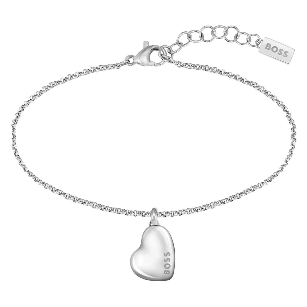 BOSS Honey Stainless Steel Heart Shaped Branded Pendant Bracelet