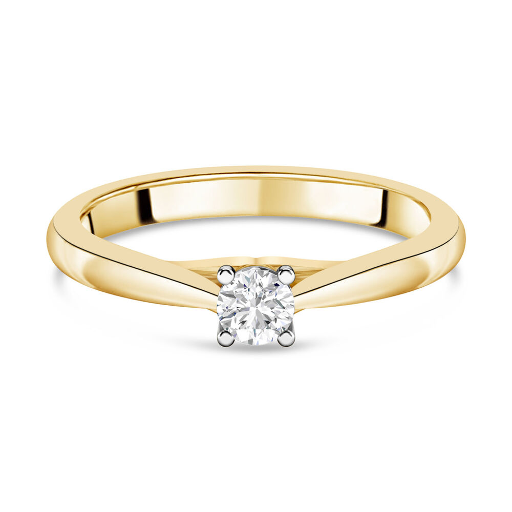 18ct Yellow Gold 0.25ct Round Diamond Orchid Setting Ring image number 4