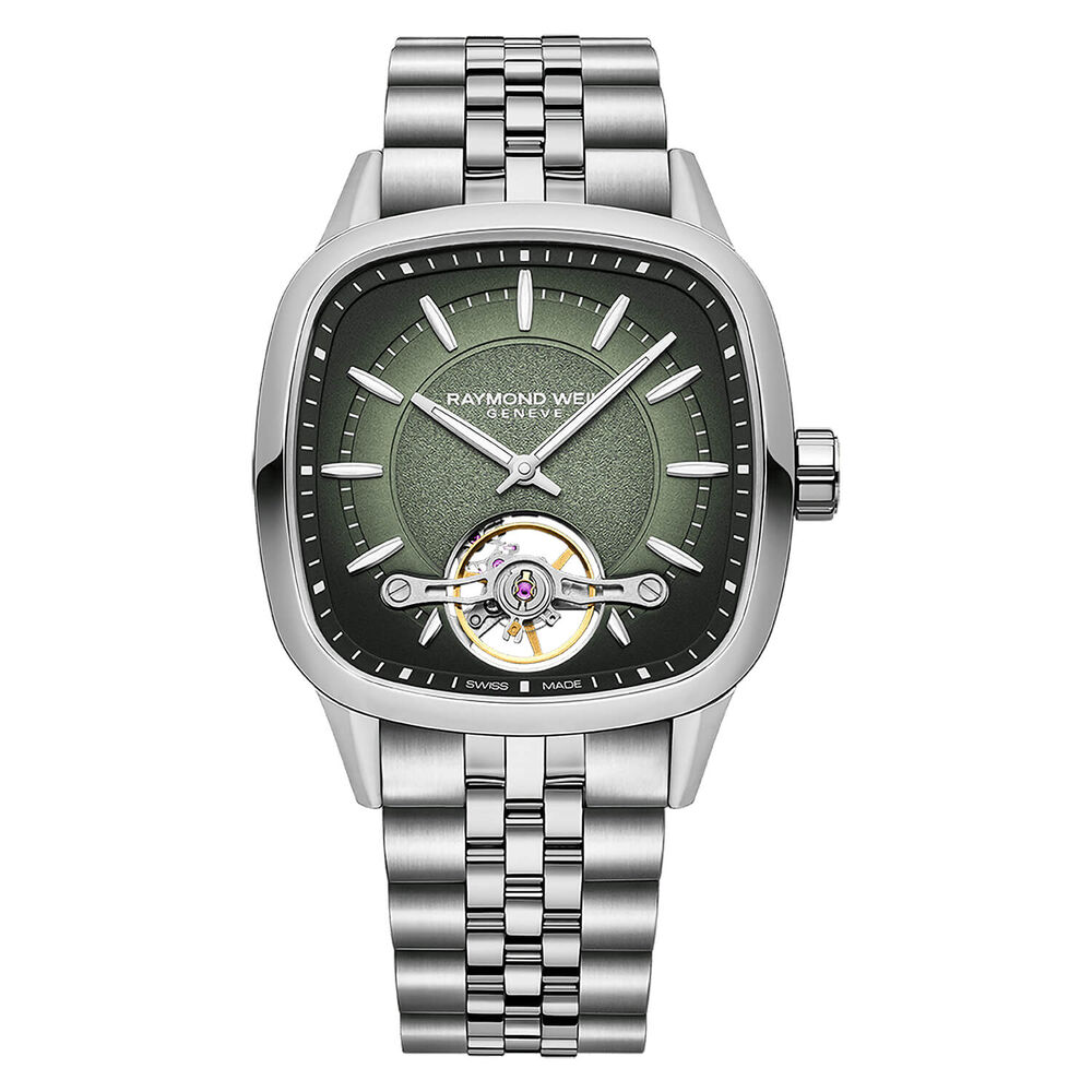 Raymond Weil Freelancer Calibre RW1212 Automatic 40x40mm Green Dial Steel Bracelet Watch image number 0
