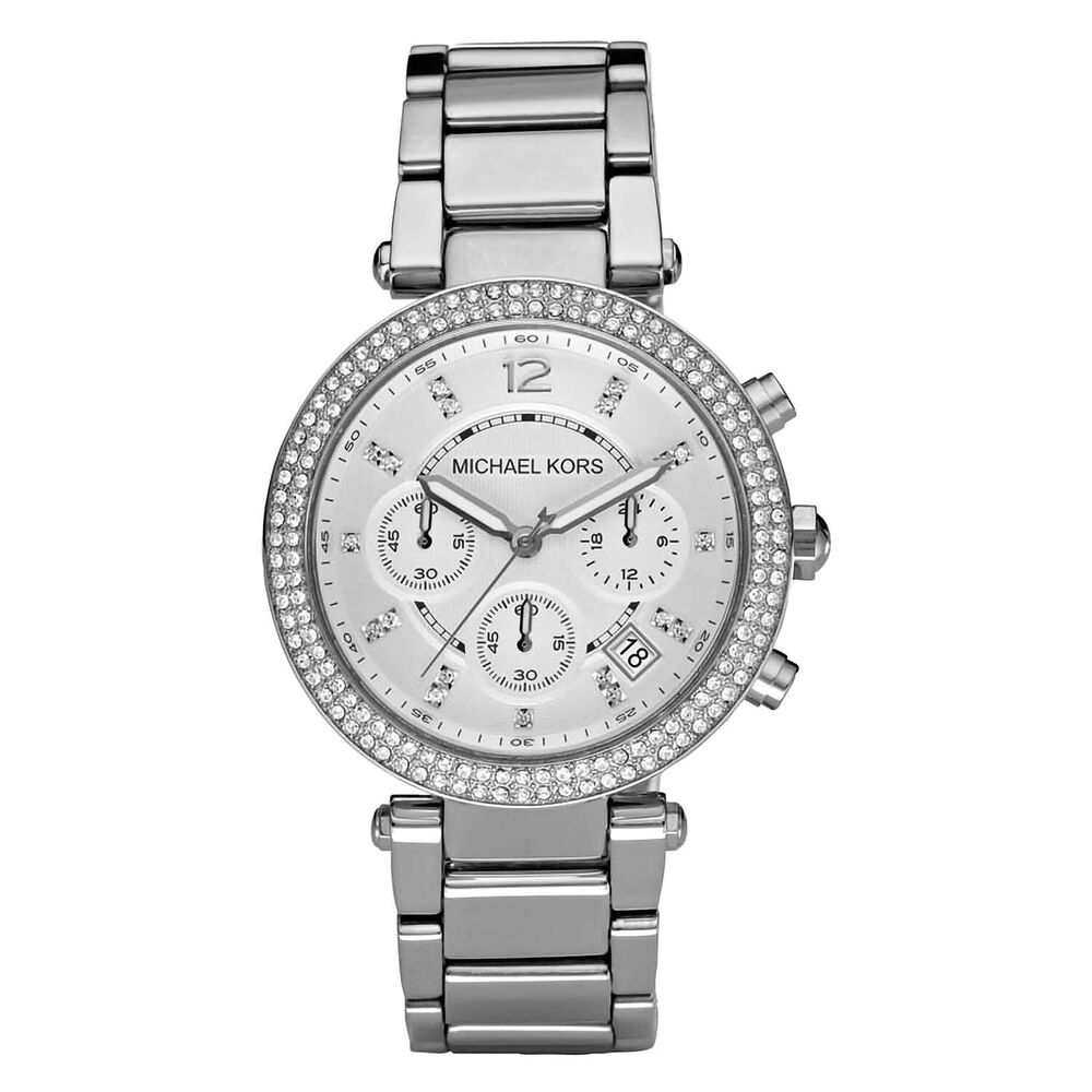 Michael Kors Parker Glitz ladies' chronograph stainless steel bracelet watch