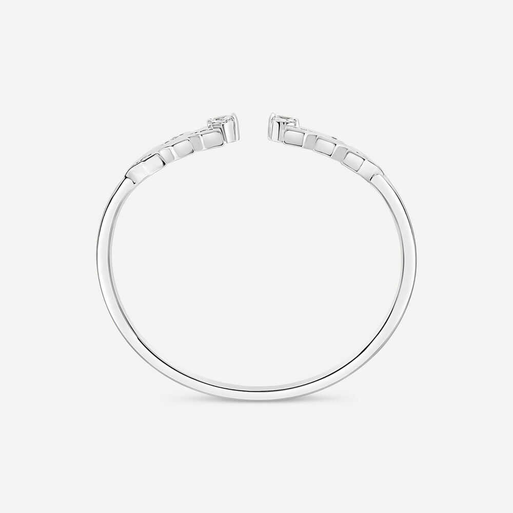 Sterling Silver Cubic Zirconia Opened Laurel Styled Bangle image number 4
