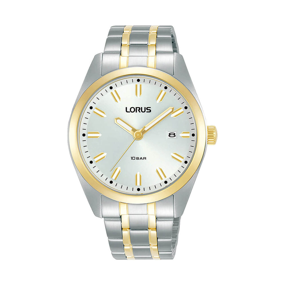 Lorus Quartz Gents 39mm White Sunray Dial Two-Tone Steel Bracelet Watch image number 0