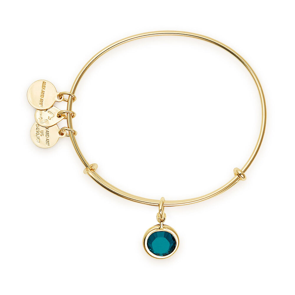 Alex And Ani Gold-Tone Emerald Swarovski Crystal May Birthstone Bangle image number 1