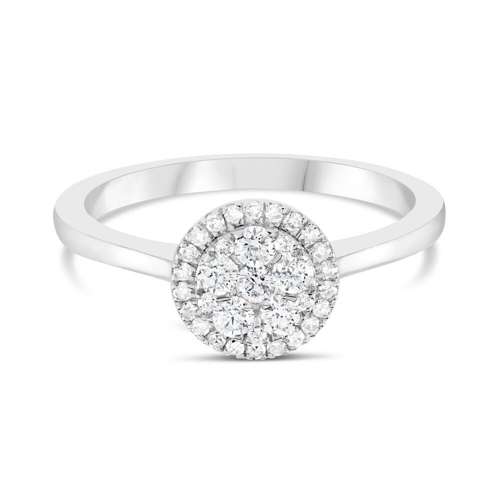 Platinum 0.33ct Diamond Halo Cluster Ring image number 4