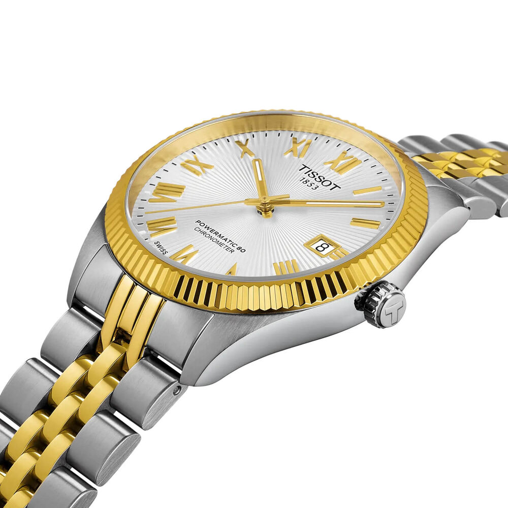Tissot Ballade Powermatic 48 COSC 30mm Silver Dial Yellow Gold PVD Steel Bracelet Watch