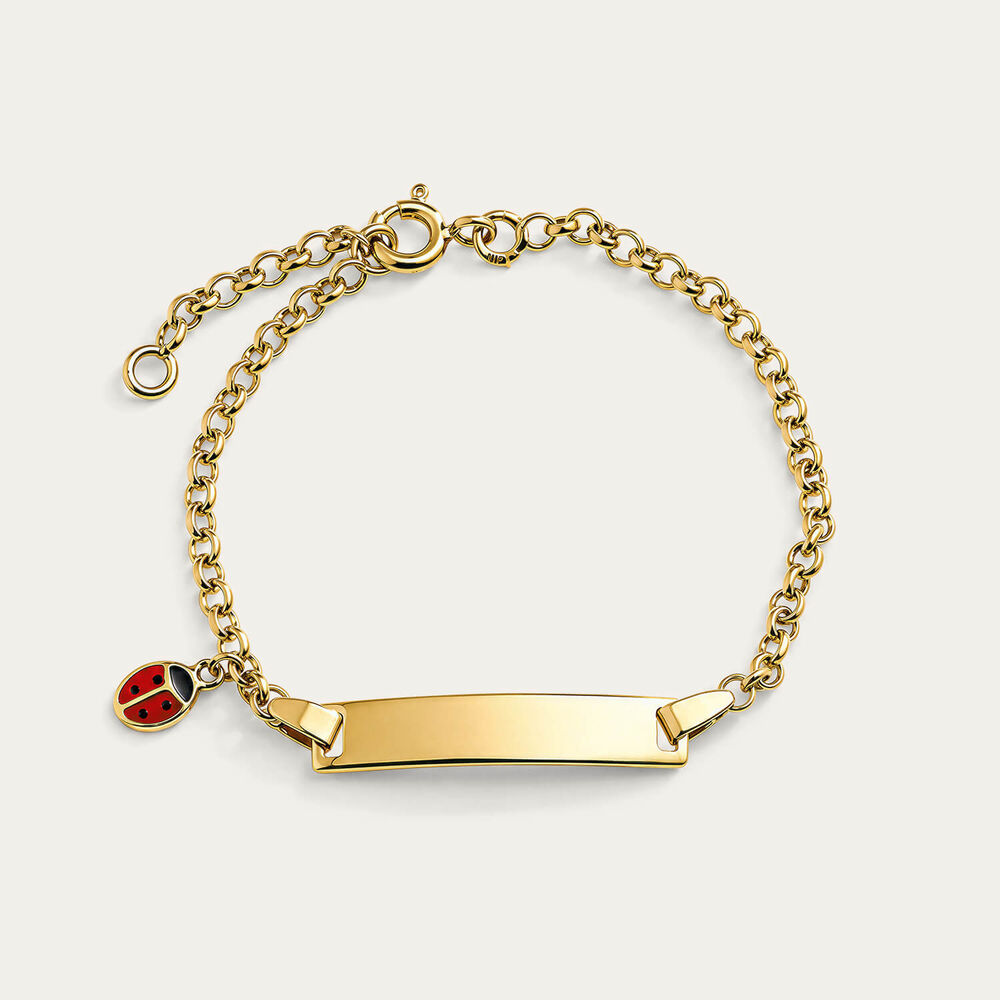 Yellow Gold Plated Sterling Silver Ladybird Charm Kids Bracelet