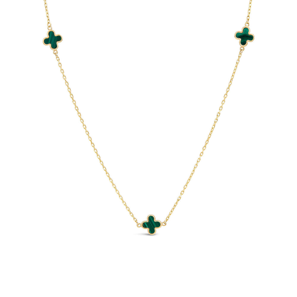 9ct Yellow Gold Malachite Petal Necklet