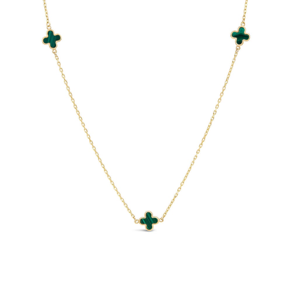 9ct Yellow Gold Malachite Petal Necklet image number 0