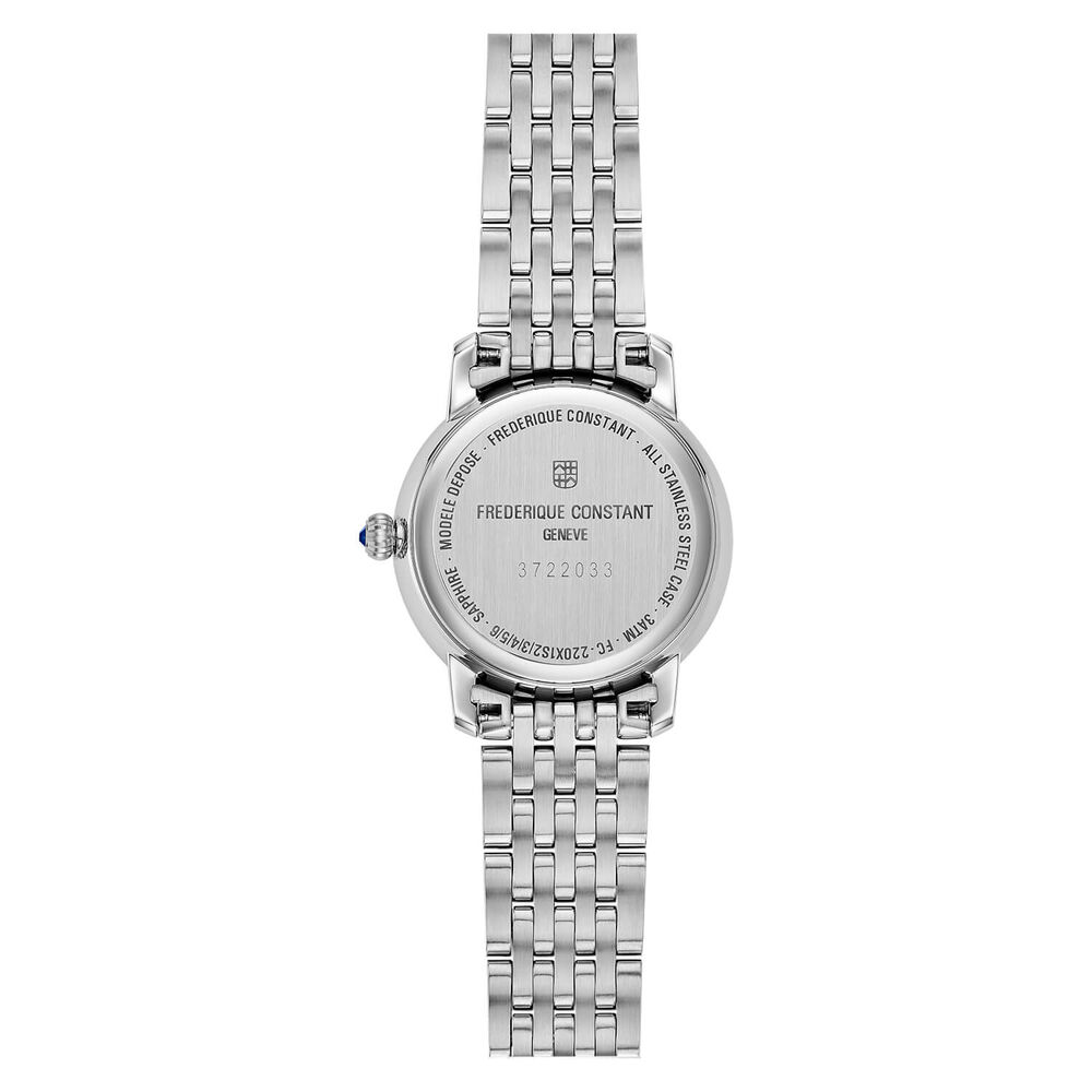 Frederique Constant Slimline 30mm MOP Dial Diamond Dots Steel Bracelet Watch image number 2
