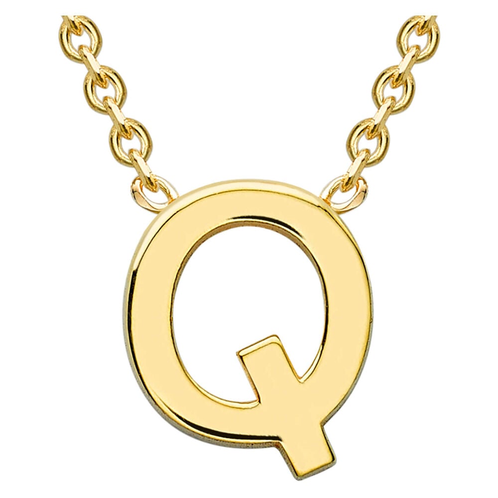 9 Carat Yellow Gold Petite Initial Q Necklet (Special Order) image number 0