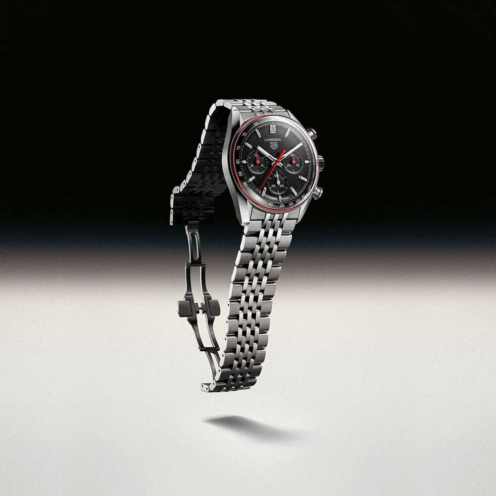 TAG Heuer Carerra Chronograph 41mm Black Dial Steel Bracelet Watch image number 5