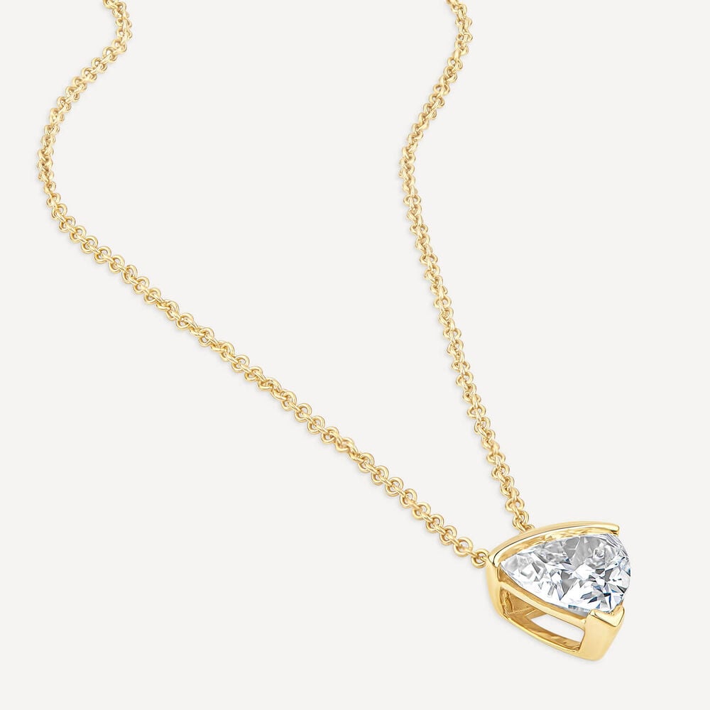 Born 1ct Classic 9ct Yellow Gold Lab Grown 1.00ct Trillion Cut Diamond Pendant image number 2