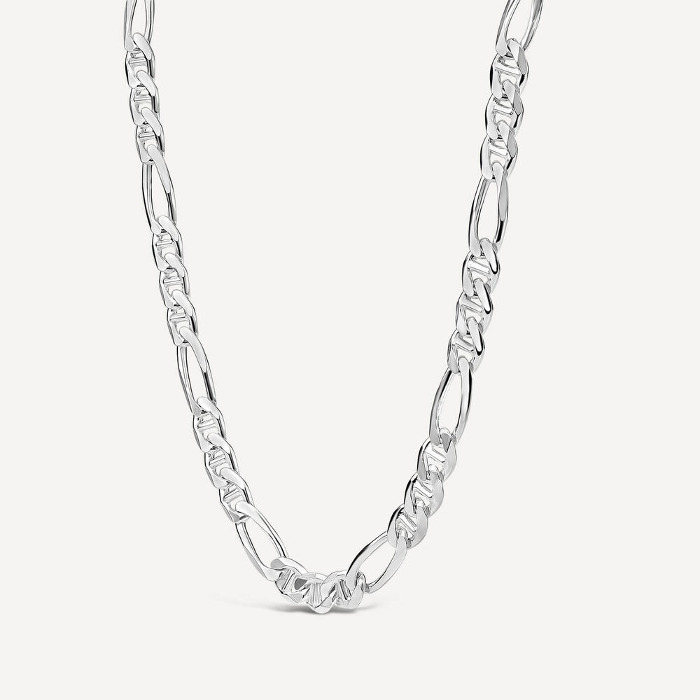 Sterling Silver Figaro 22' Mens Chain Necklace