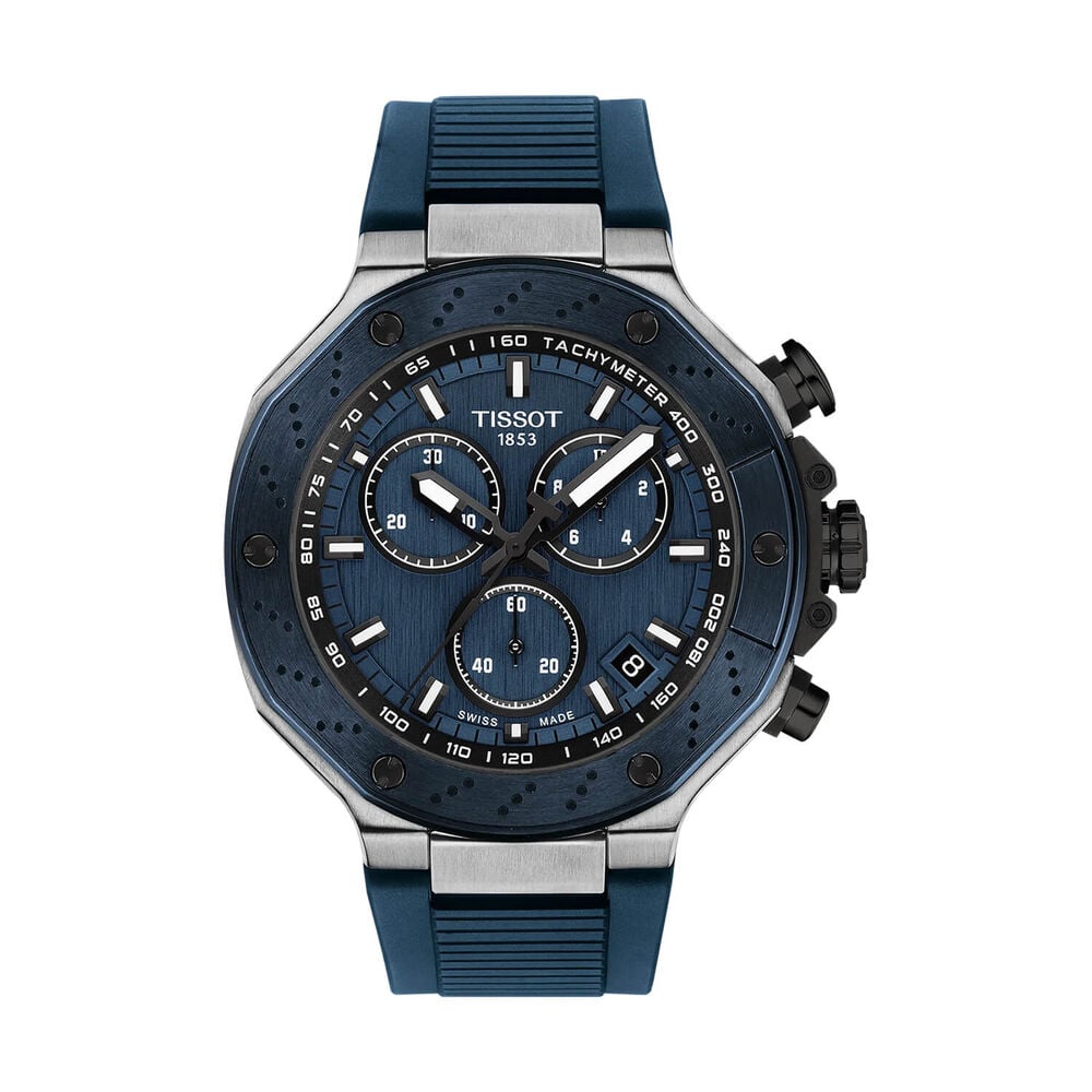 Tissot T-Race Chronograph 45mm Blue Dial Rubber Strap Watch image number 0