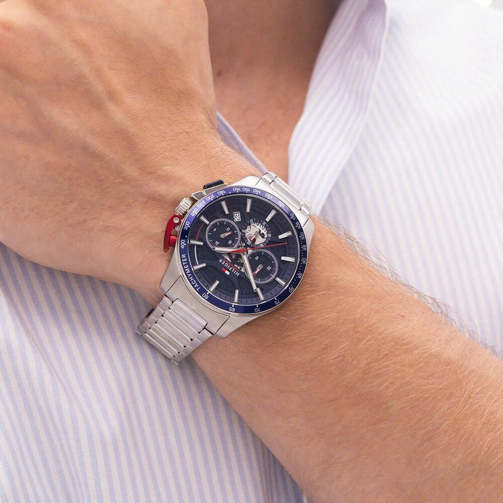 Tommy Hilfiger 44mm Blue Dial Stainless Steel Bracelet Chronograph Watch image number 3