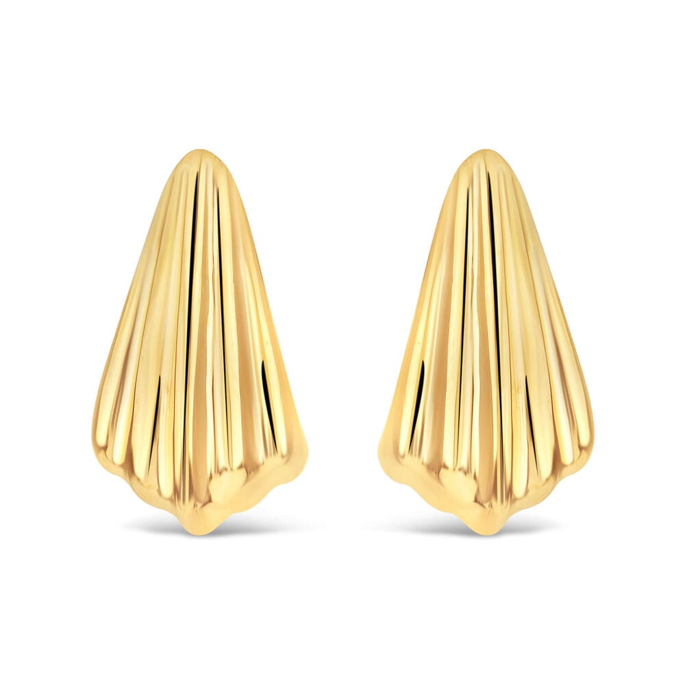 Yellow Gold Plated Sterling Silver Chunky Shell Stud Earrings