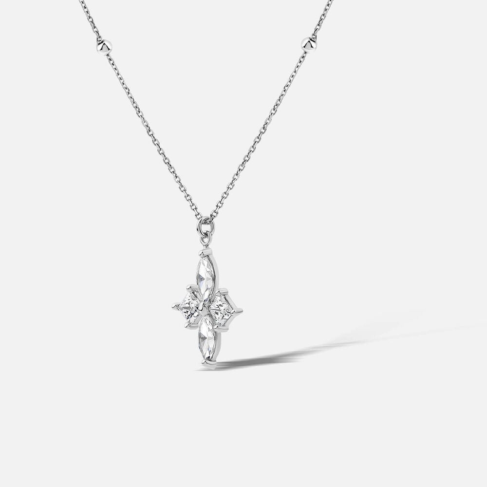 9ct White Gold Marquise & Princess Cubic Zirconia Pendant