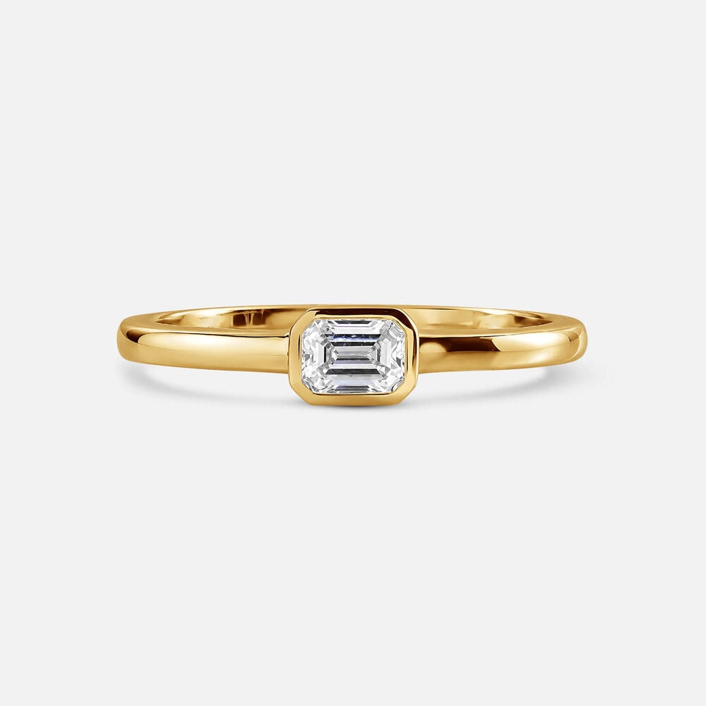 Born Contour 9ct Yellow Gold 0.25ct Emerald Lab Grown Diamond Bezel Set Ring