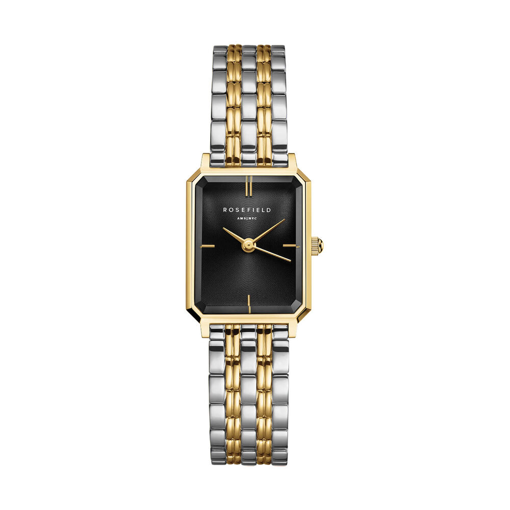 Rosefield Octagon XS Black Duotone 19.5x24mm Dial Two Tone Bracelet Watch image number 0