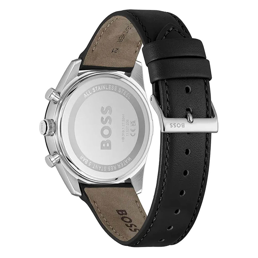 BOSS Tourmaster 41mm Black Dial Black Leather Strap Watch image number 2