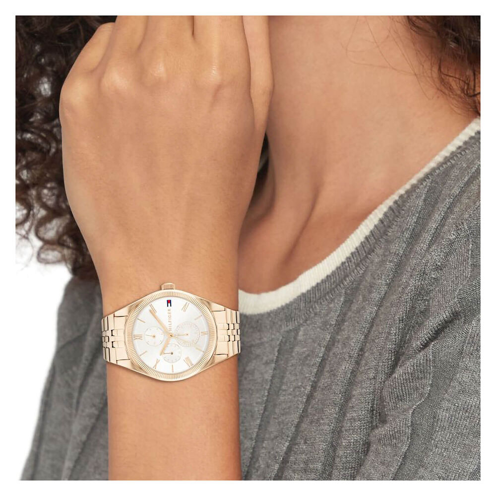 Tommy Hilfiger 38mm White Dial Carnation Gold Case & Bracelet Watch image number 3