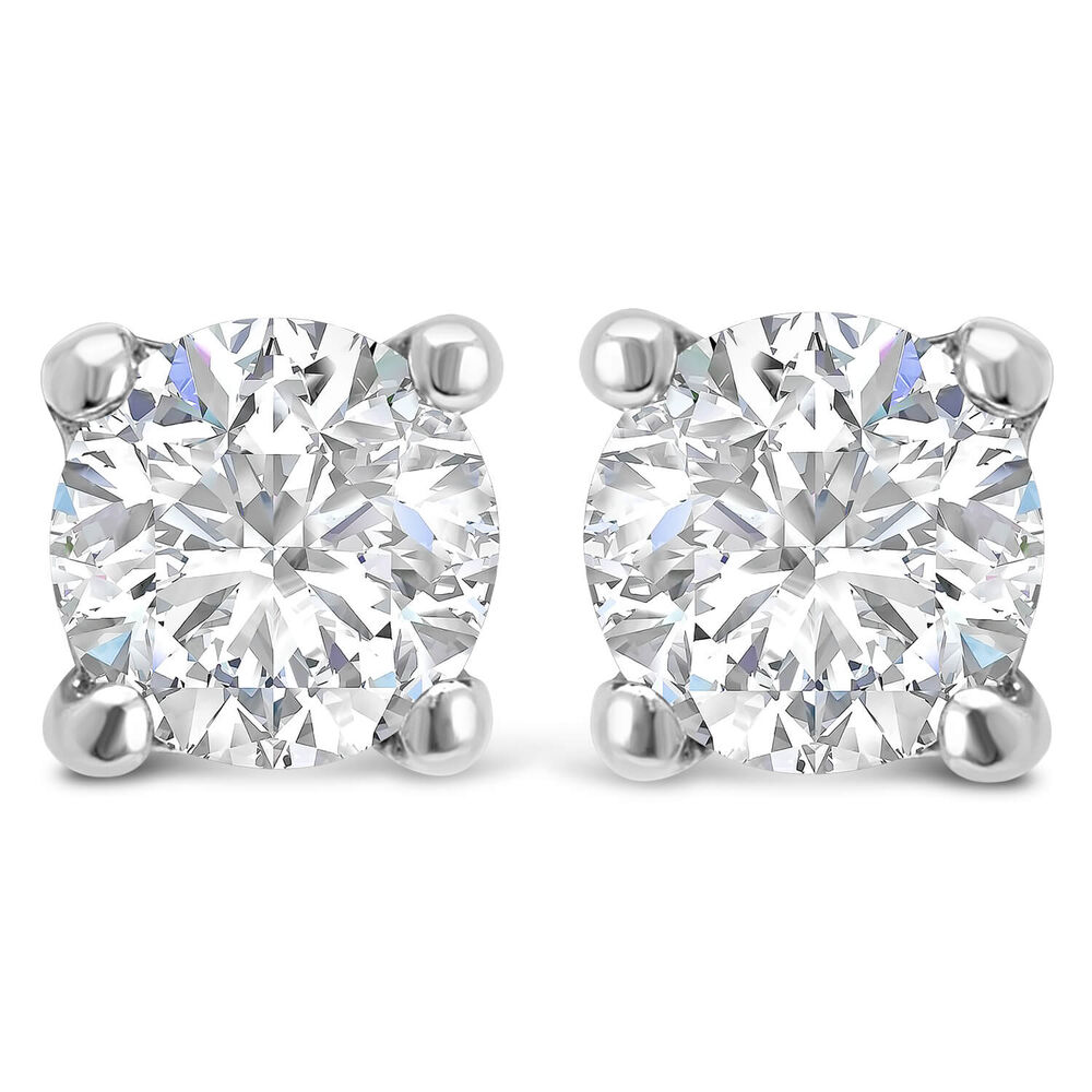 9ct White Gold Diamond Stud Earrings image number 0