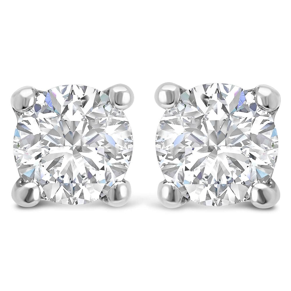 9ct White Gold Diamond Stud Earrings image number 0