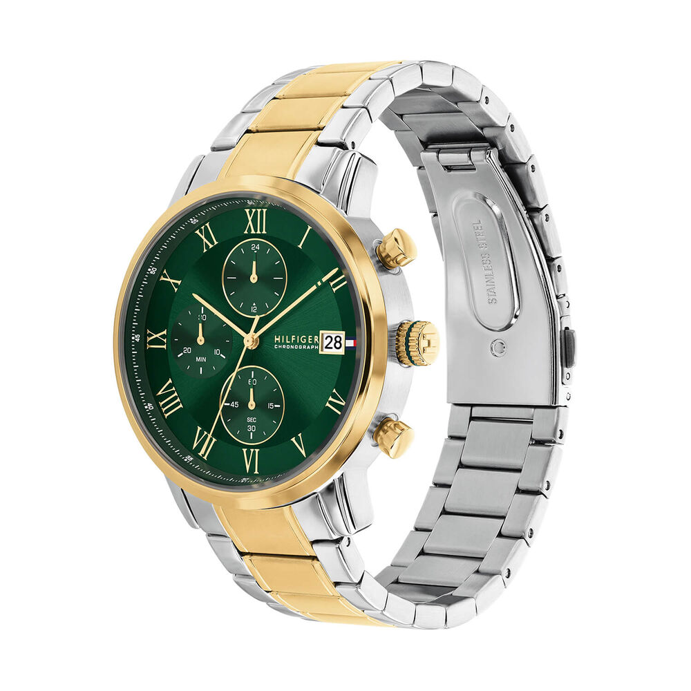 Tommy Hilfiger 42mm Green Dial Two Tone Steel Bracelet Watch