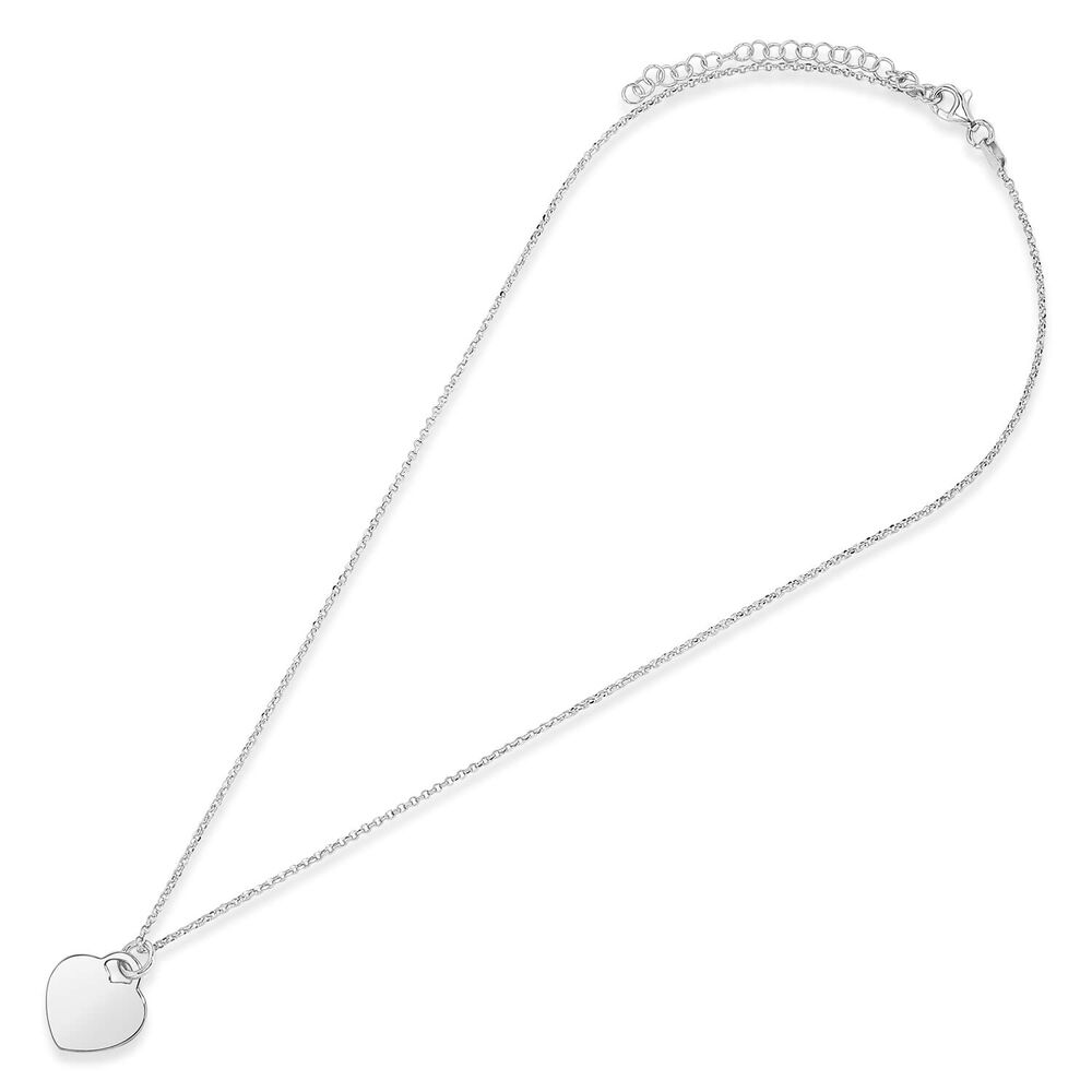 Sterling Silver Plain Heart Disc Pendant Neckace (Chain Included) image number 3