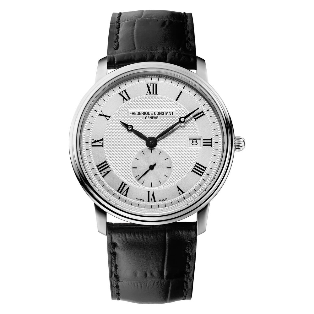 Frederique Constant Slimline Stainless Steel Black Leather strap 40mm Mens Watch