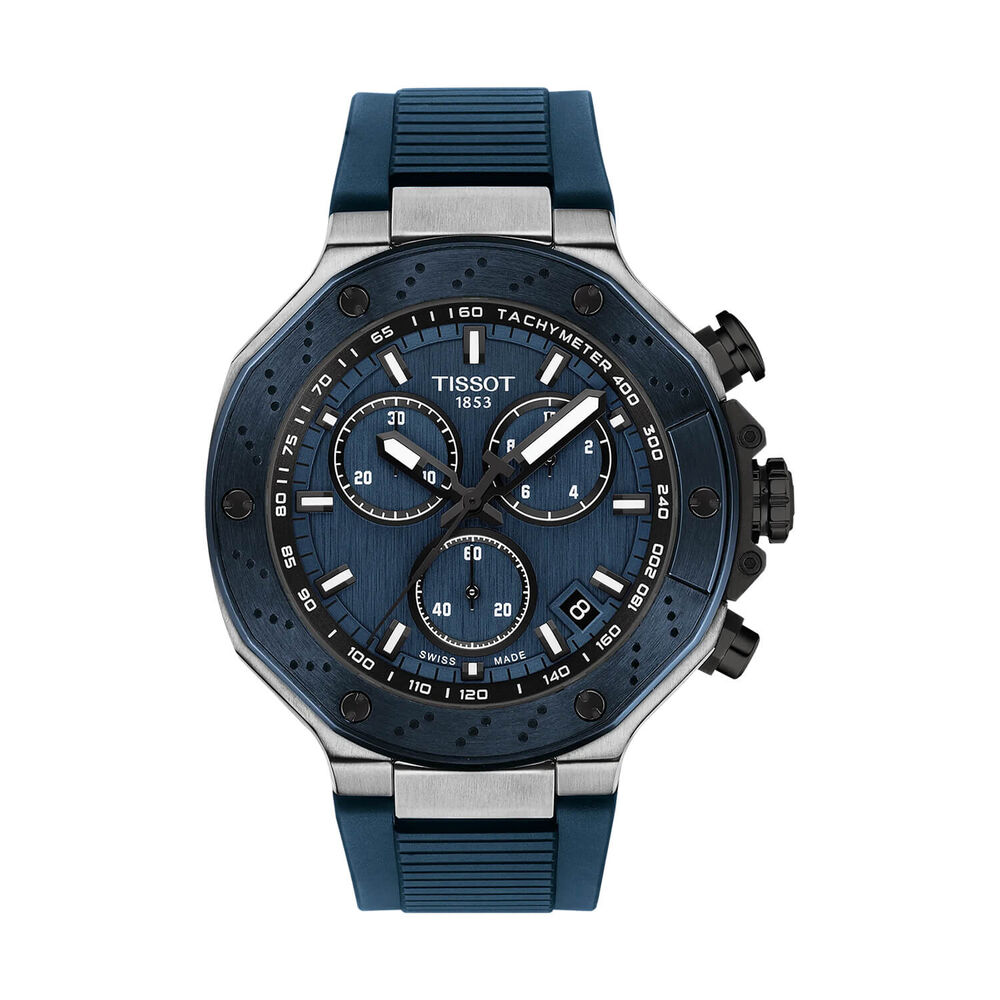 Tissot T-Race Chronograph 45mm Blue Dial Rubber Strap Watch