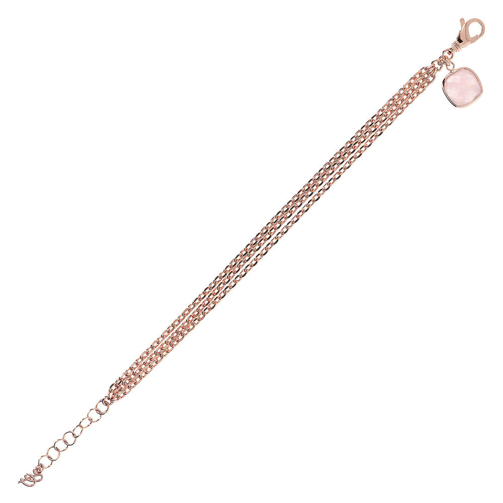 Bronzallure 18ct Rose Gold Plated Multi Strand Charm Bracelet