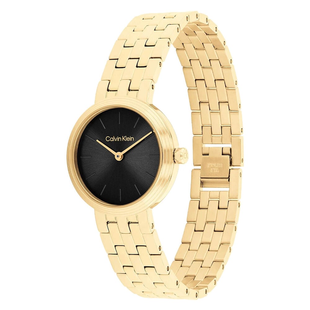 Calvin Klein Forme 26mm Black Dial Gold Tone Steel Bracelet Watch