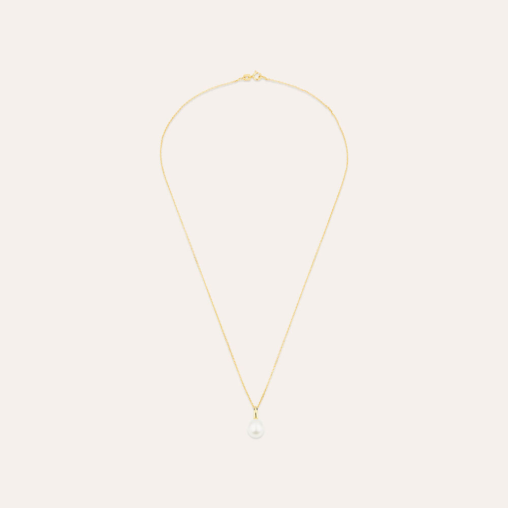 9ct Yellow Gold Polished Pearl Pendant (Chain Included)