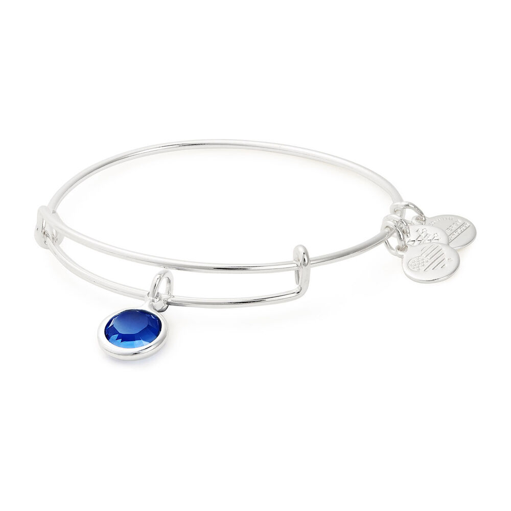 Alex And Ani Silver-Tone Sapphire Swarovski Crystal September Birthstone Bangle image number 0